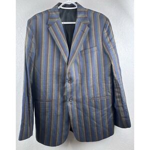 STUDIOSUITS Blazer Men's 40R Green Blue Brown Striped Hand Crafted